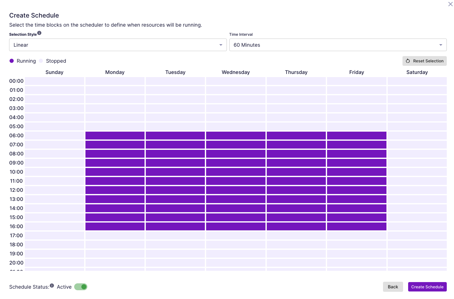 Configure times for Schedule