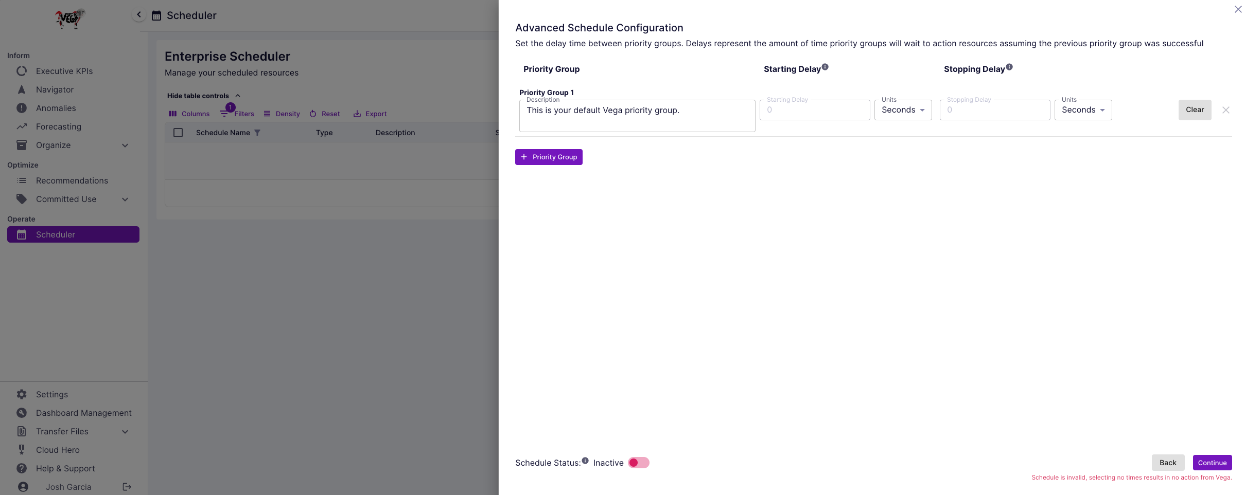 Configure Advanced Schedule Priority Groups