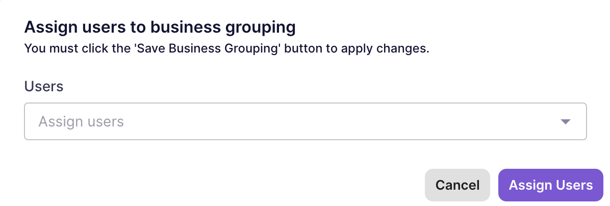 Business Group Assign Users